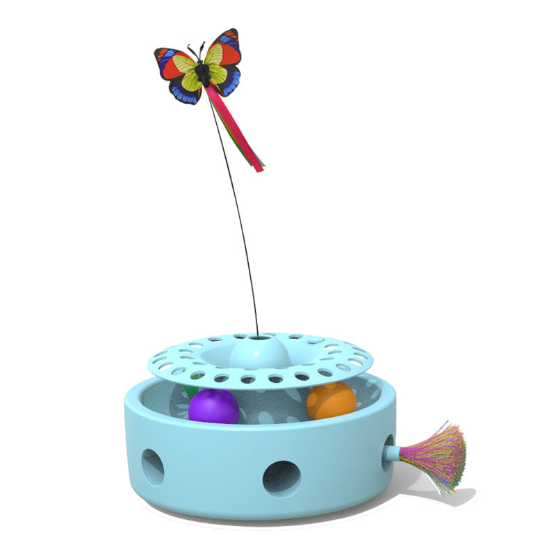 Smart Three-In-One Cat Butterfly Toy Pet Funny Cat Feather Punching Machine Self-Hi Funny Cat Stick Toy - Go Bagheera