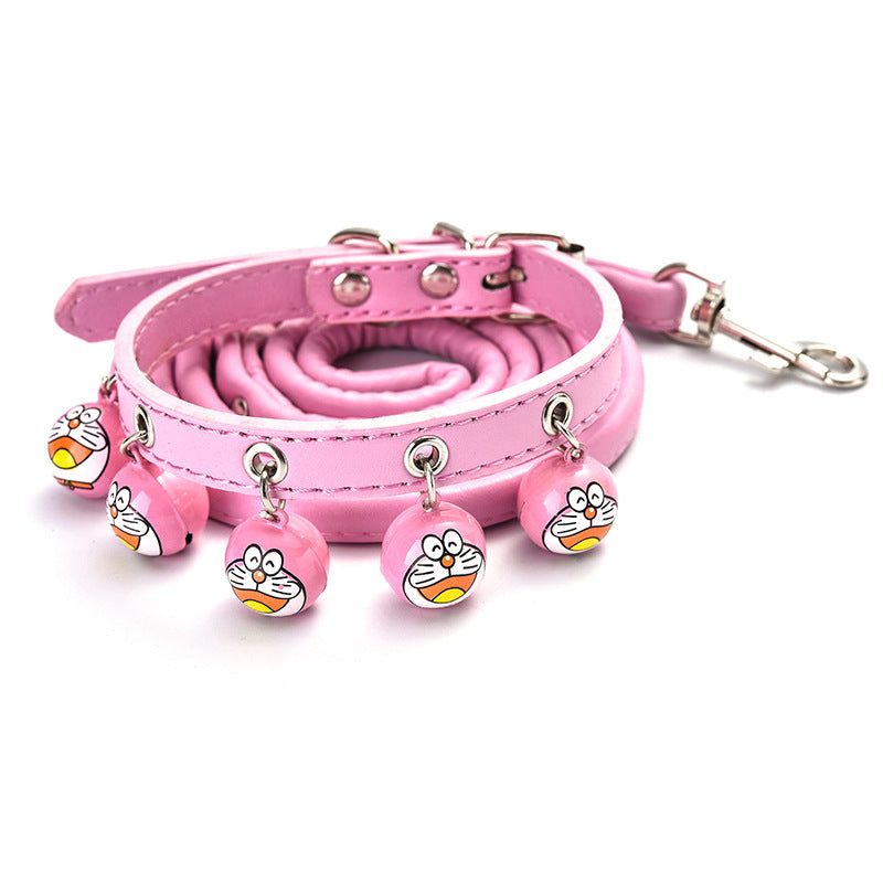 Pet Supplies Cartoon Bells Cat and Dog Collars Cat Collars Teddy Bells Dog Chain Leash Set