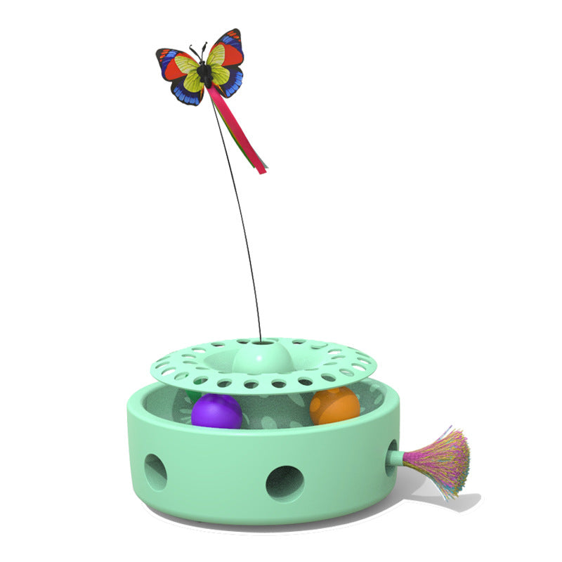Smart Three-In-One Cat Butterfly Toy Pet Funny Cat Feather Punching Machine Self-Hi Funny Cat Stick Toy - Go Bagheera