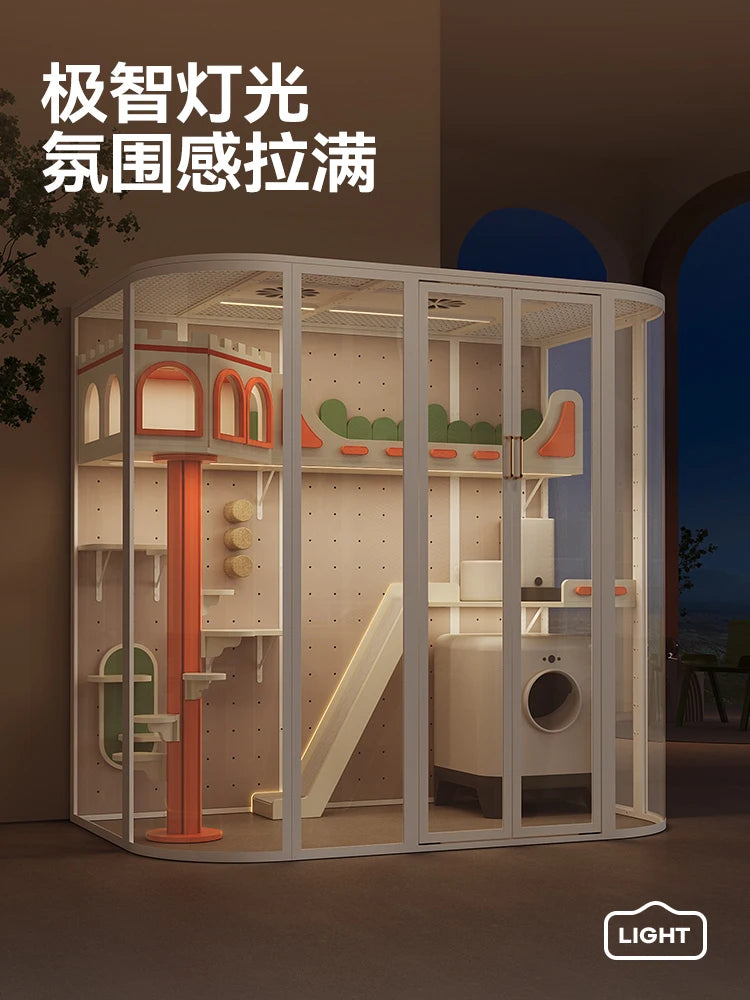 Cat Castle Large Villa Panoramic Glass Cat Room Luxury House Household Indoor Cage Cat Nest