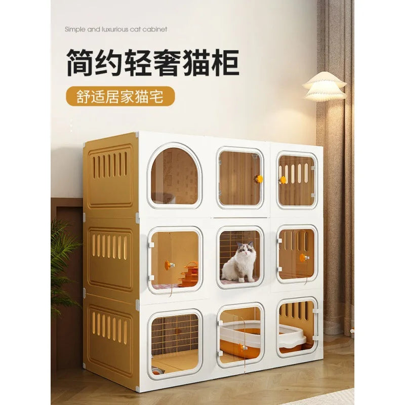 Nordic Home Indoor House Luxury Cat Cages Super Large Free Space Cage Litter Box Integrated Villa Supplies