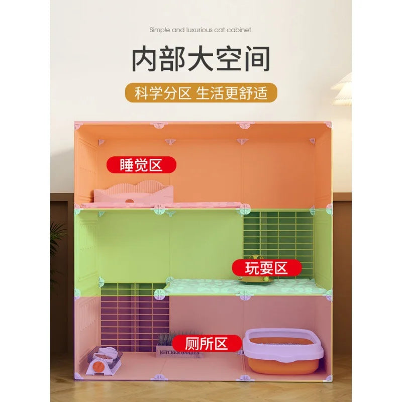 Nordic Home Indoor House Luxury Cat Cages Super Large Free Space Cage Litter Box Integrated Villa Supplies