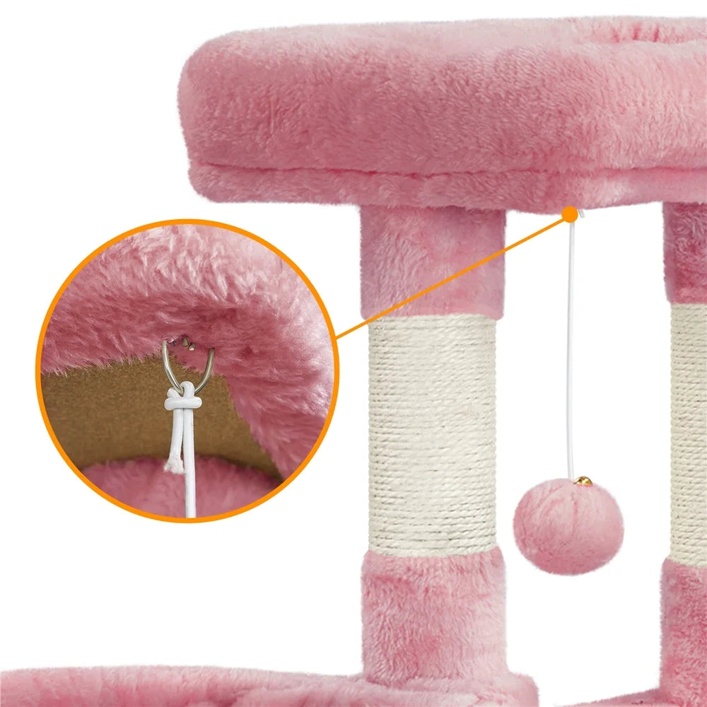 42'' Cat Tree Cat Tower with Condo & Basket Perch Platform, Pink,Cat Supplies, Cat Toys, So That Cats Can Play Happily At Home
