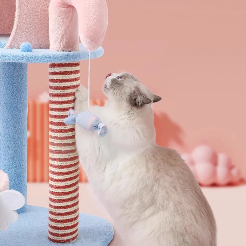Plush Large Stairs Cat Tower Sofa Scratcher Tree Tunnel Interactive Toy Cat Villa Climbing Accessoire Chat Pet Furniture LJ50CS