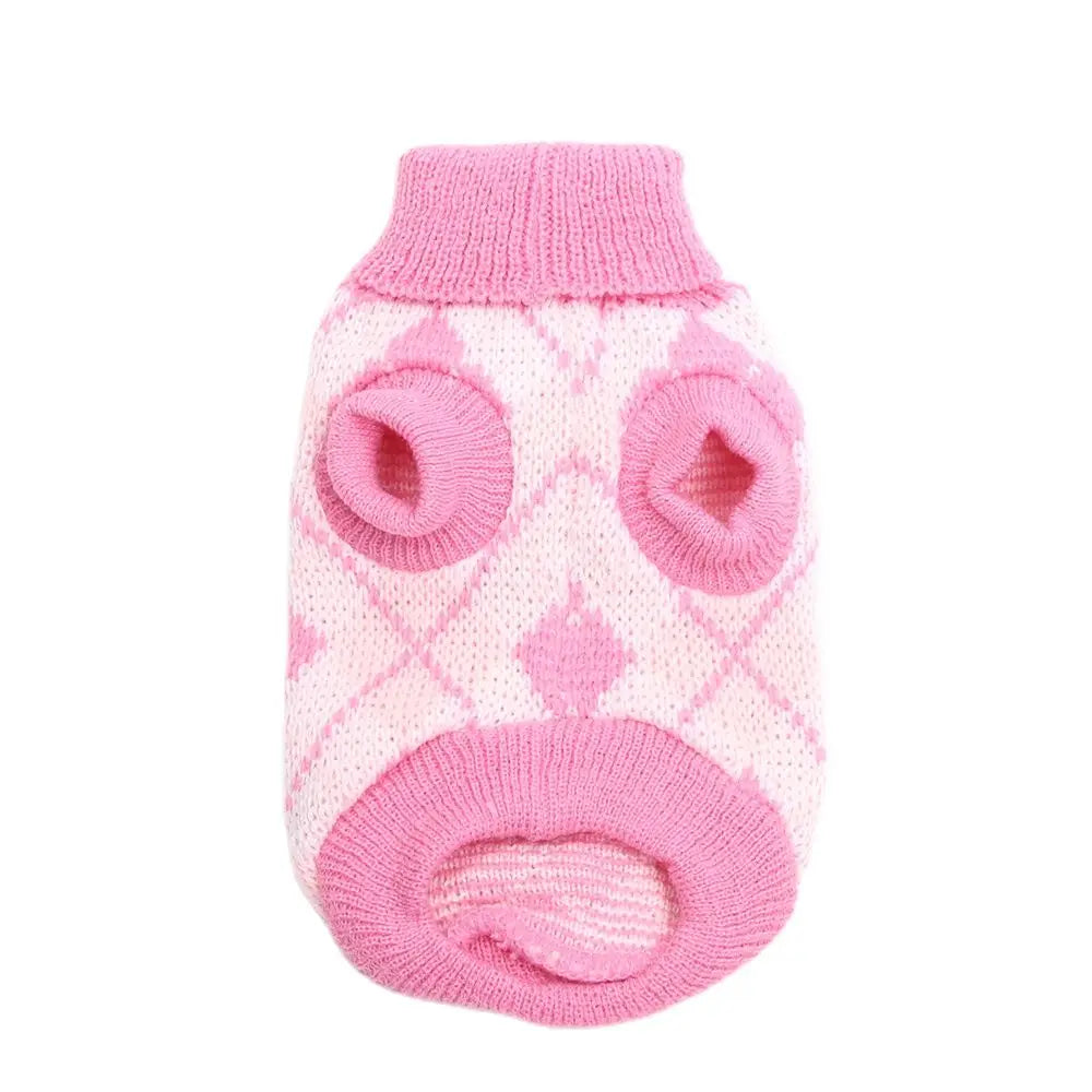 Dog Cat Argyle Sweater Hoodie Pet Puppy Coat Jacket Autumn/Winter Apparel 5 Colours 6 Sizes