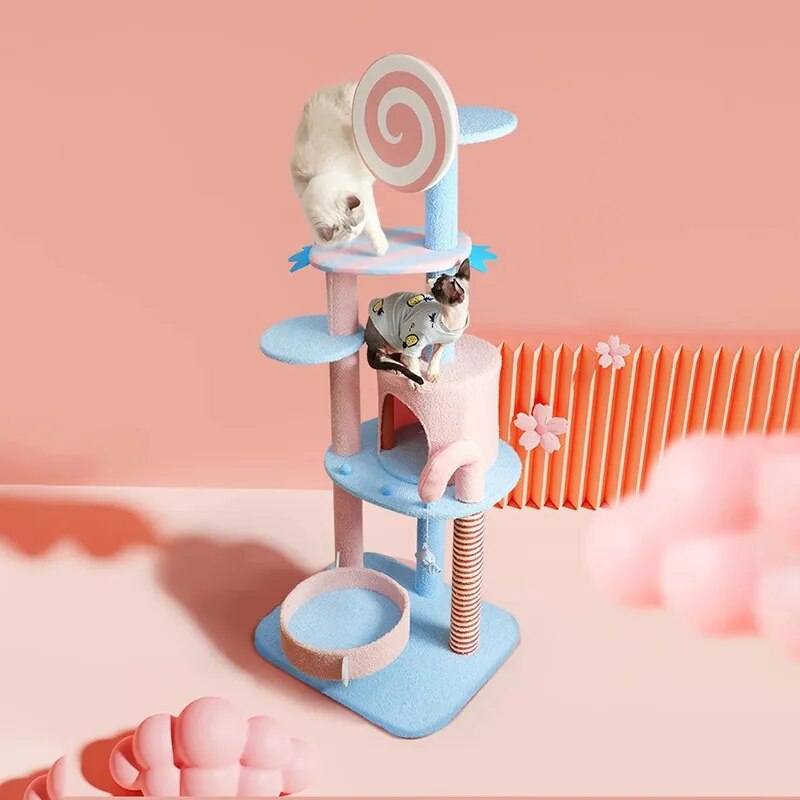 Plush Large Stairs Cat Tower Sofa Scratcher Tree Tunnel Interactive Toy Cat Villa Climbing Accessoire Chat Pet Furniture LJ50CS