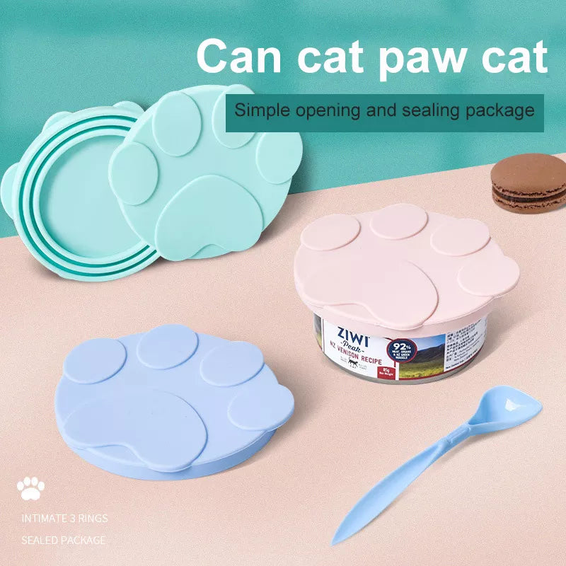 Portable Silicone Dog Cat Canned Lid dog 2-in-1Food Sealer Spoon Pet Food Cover Storage Fresh-keeping Lids Bowl Dog Accessories