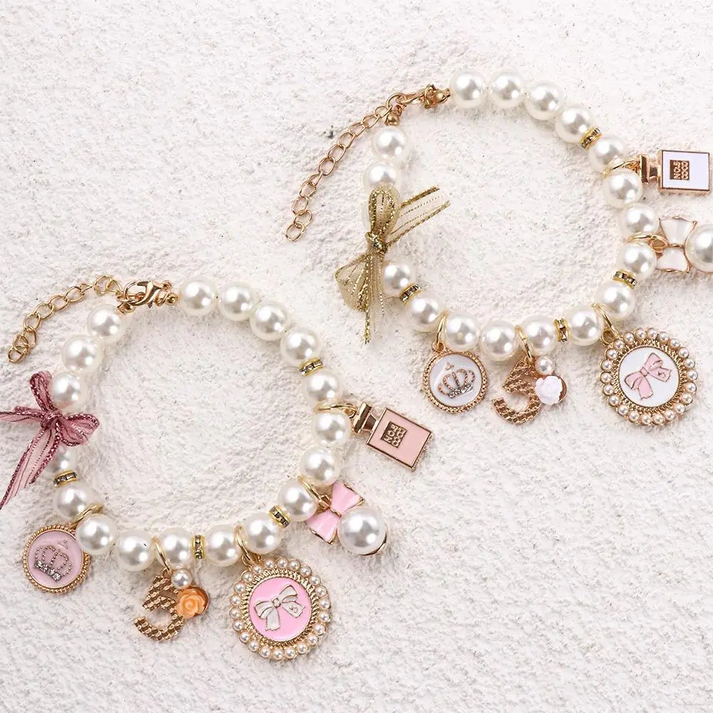 Fashion Wedding Jewelry Stuff Princess Dog Chain Rhinestone Puppy Accessories Necklace Cat Jewelry Bow Collar Pet Collars