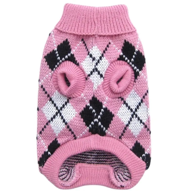 Dog Cat Argyle Sweater Hoodie Pet Puppy Coat Jacket Autumn/Winter Apparel 5 Colours 6 Sizes