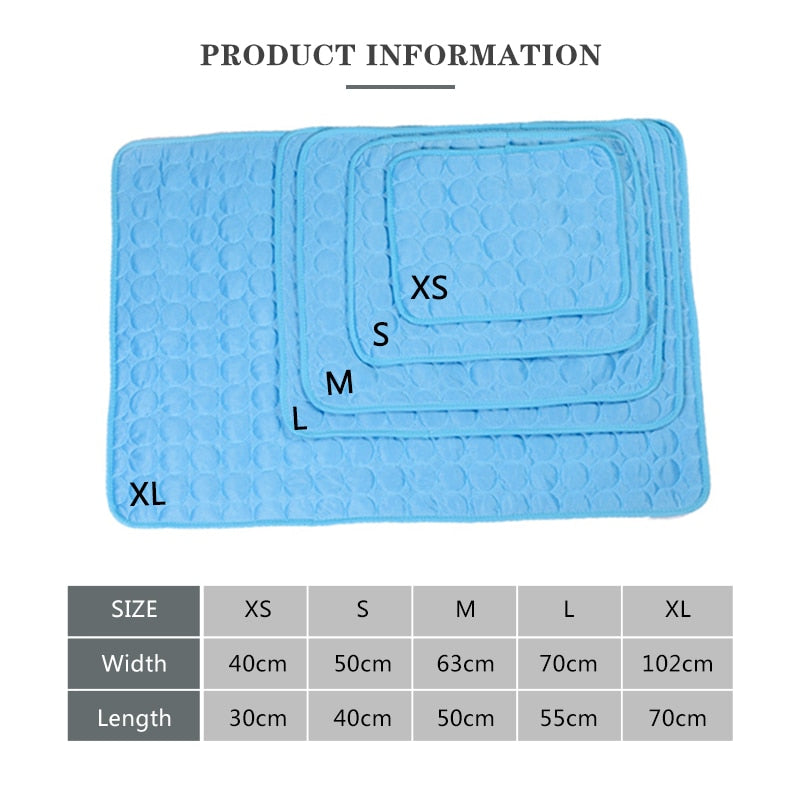 Pet Pad Summer Cooling Mat Dog Beds Mats Blue Pet Ice Pad Cool Cold Silk Moisture-Proof Cooler Mattress Cushion Puppy - Go Bagheera