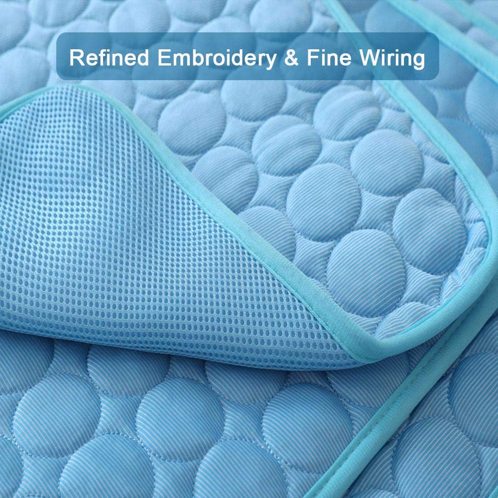 Pet Pad Summer Cooling Mat Dog Beds Mats Blue Pet Ice Pad Cool Cold Silk Moisture-Proof Cooler Mattress Cushion Puppy - Go Bagheera