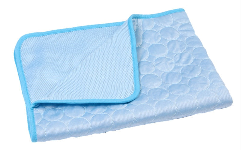 Pet Pad Summer Cooling Mat Dog Beds Mats Blue Pet Ice Pad Cool Cold Silk Moisture-Proof Cooler Mattress Cushion Puppy - Go Bagheera