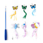 7 Pcs Cat Toy Set Fishing Rod Teasing Cat Stick Various Butterfly Dragonfly Toy Sets - Go Bagheera