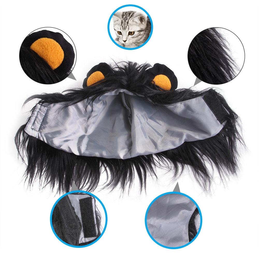 Headdress Wig Hat Pet Dog Cat Headgear Puppy Cat Costume Lion Headgear - Go Bagheera