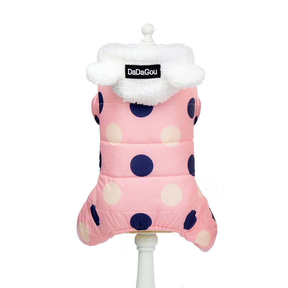 Winter Dog Clothes Hoodie Coat Big Polka Dot Cotton Coat Thicken Dog Winter Warm Clothes for Small Dogs Puppy Pets Hoodies