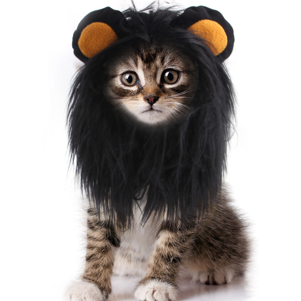 Headdress Wig Hat Pet Dog Cat Headgear Puppy Cat Costume Lion Headgear - Go Bagheera