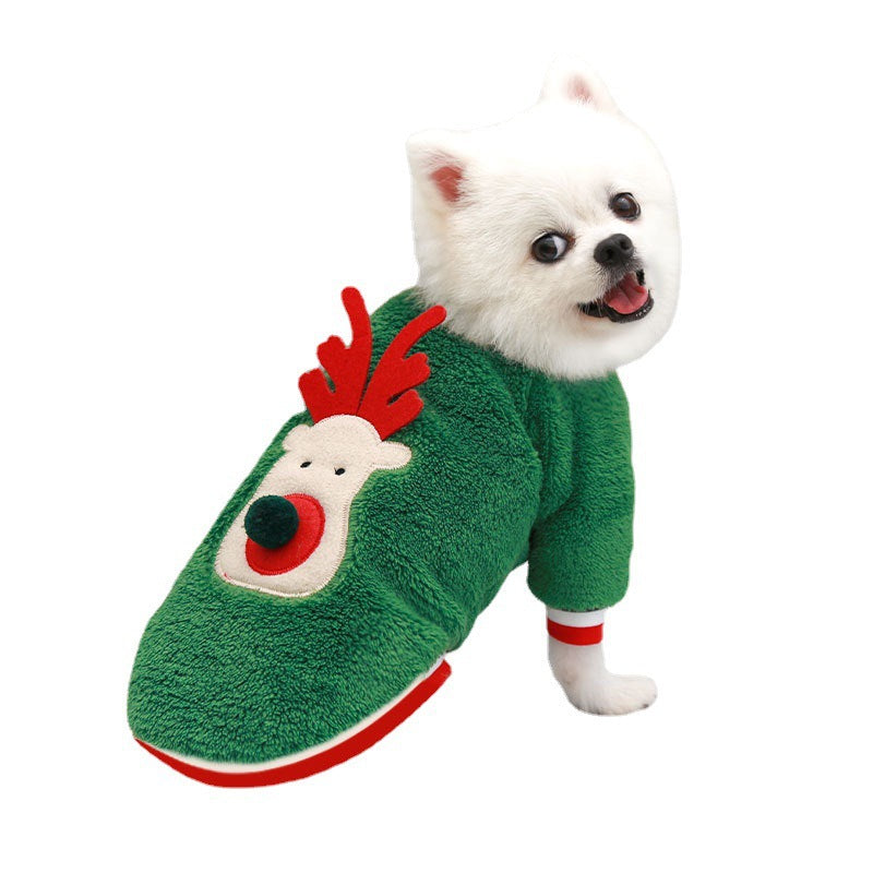 Pet Christmas Clothes Coral Down Dog Sweater Dog Goes Out Christmas Clothes Cats