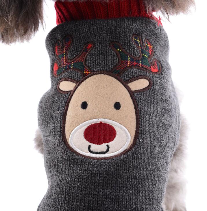 Xmas Striped Dog Sweater Pet Reindeer Knit Clothes Dogs Snowman Christmas Hoodies Costume