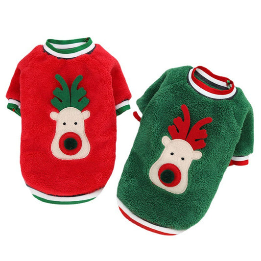 Pet Christmas Clothes Coral Down Dog Sweater Dog Goes Out Christmas Clothes Cats