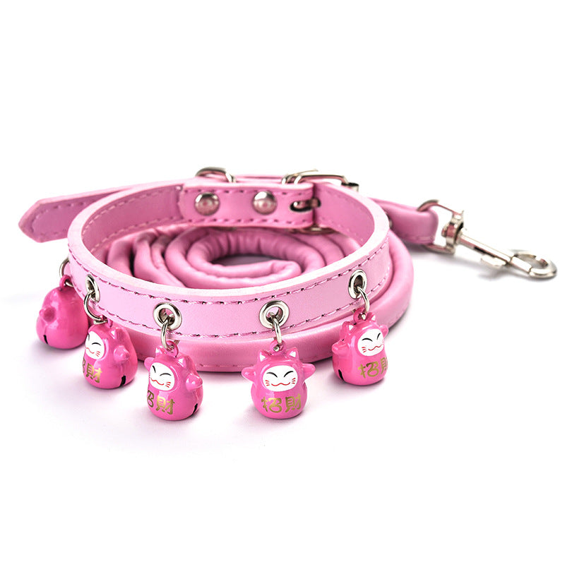 Pet Supplies Cartoon Bells Cat and Dog Collars Cat Collars Teddy Bells Dog Chain Leash Set