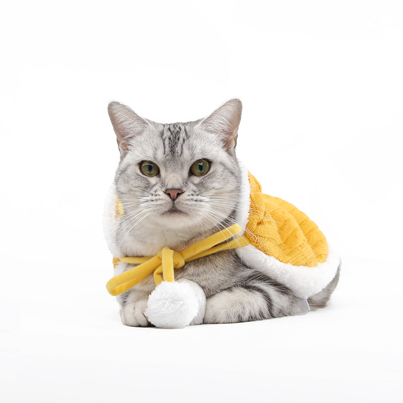 Pet Christmas Day Yellow Yarn Cloak