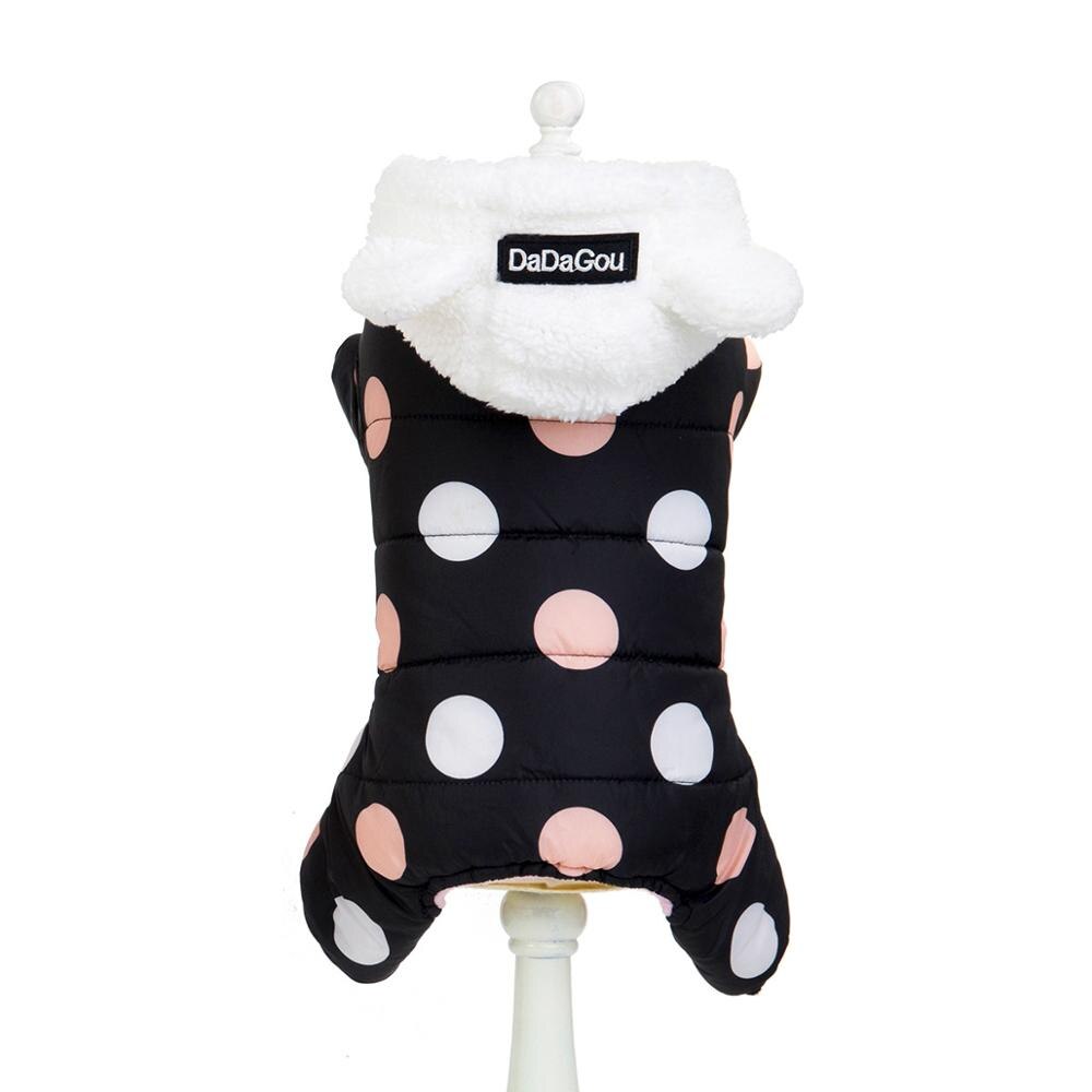 Winter Dog Clothes Hoodie Coat Big Polka Dot Cotton Coat Thicken Dog Winter Warm Clothes for Small Dogs Puppy Pets Hoodies