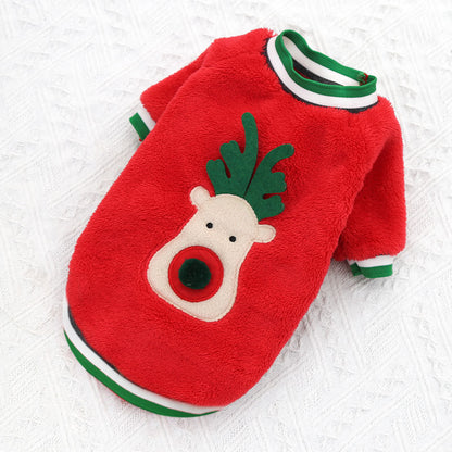 Pet Christmas Clothes Coral Down Dog Sweater Dog Goes Out Christmas Clothes Cats