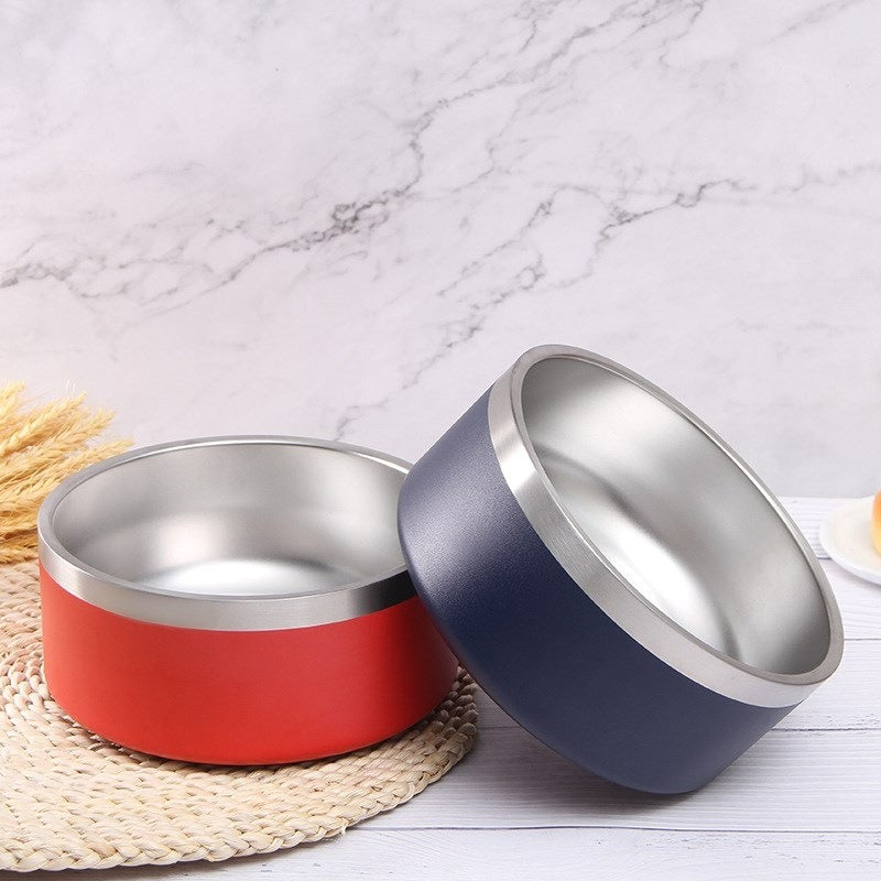 Large Capacity Dog Bowl Stainless Steel Round Dog Food Bowl Double Layer Vacuum Feeding Pet Bowl Non Slip