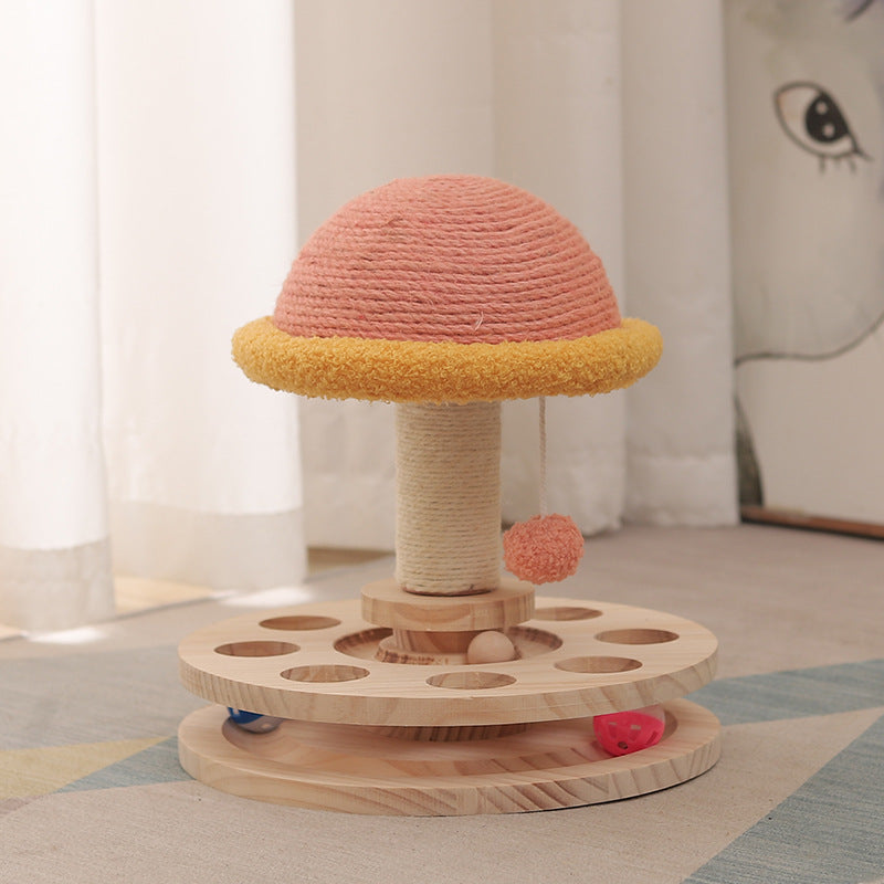 Solid Wood Turntable Cat Toy Sisal Grinding Claw Amusing One Cat Scratching Board Cat Supplies - Go Bagheera