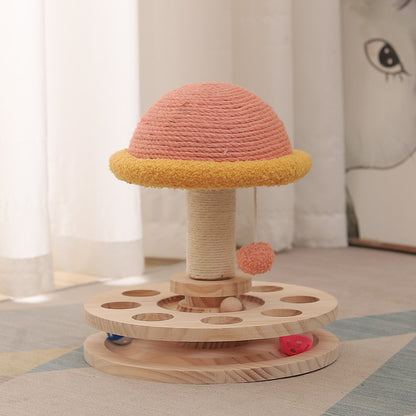Solid Wood Turntable Cat Toy Sisal Grinding Claw Amusing One Cat Scratching Board Cat Supplies - Go Bagheera
