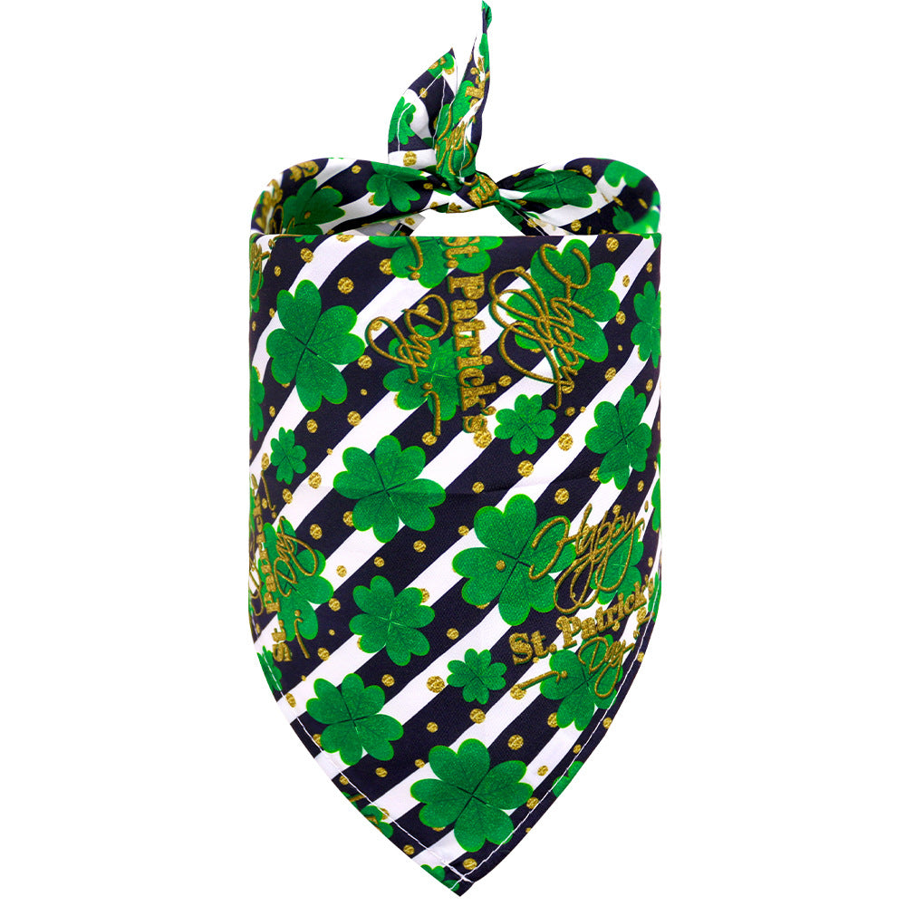 Pet Accessories St. Patrick's Day Pet Slobber Shamrock Pet Triangle Scarf Clover Dog Scarf