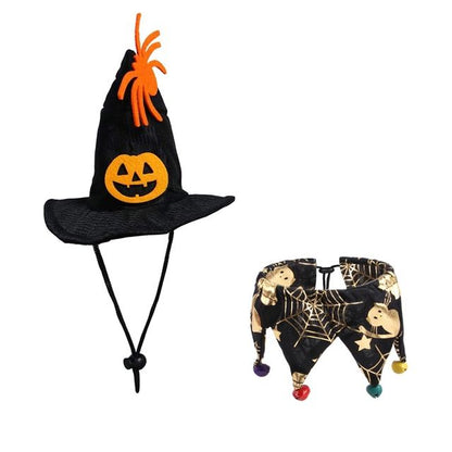 Halloween Hat Scarf Set Skull Pattern Cat Cape Hat Set Decorations