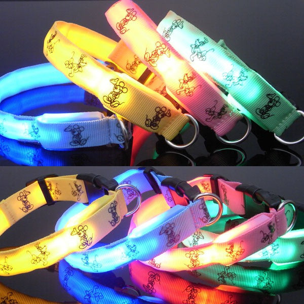 Small Dog Pet Traction Dog Collar Led Luminous Collar Than Bear Teddy Dog Cute Luminous Pet Collar