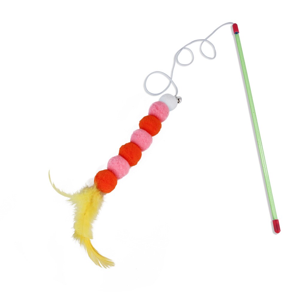 1Pc Kitten Cat Pet Toy Funny Cat Toy Fishing Rod Stick Teaser Colour Streamer Interactive Cat Play Wand With bell Toys For Cats