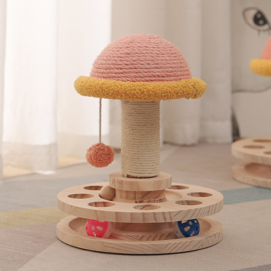 Solid Wood Turntable Cat Toy Sisal Grinding Claw Amusing One Cat Scratching Board Cat Supplies - Go Bagheera