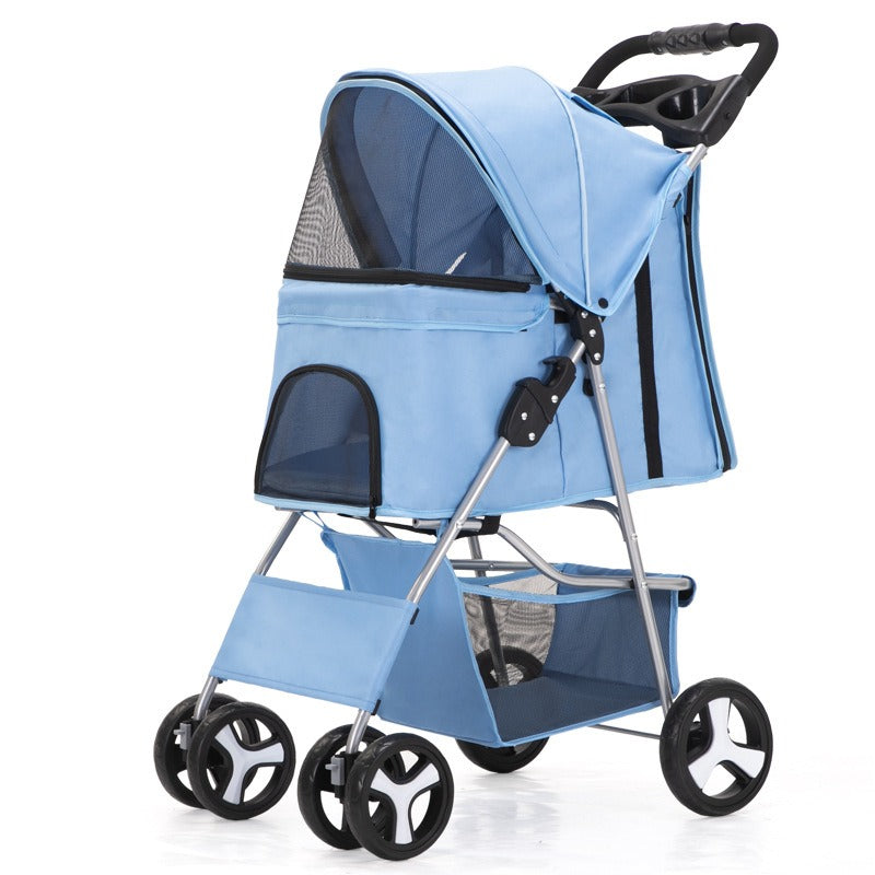 Portable Folding Pet Cart, Cat, Dog, Dog, Four Wheel Cart, Pet Out Cart, Teddy Cart, Cat Cart