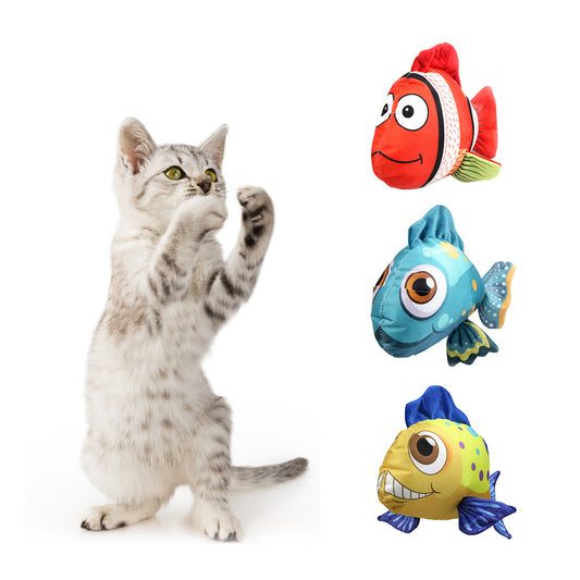 New Pet Educational Goldfish Plush Toy Oxford Cloth Bite-Resistant Toy Pillow Teasing Cat Toy Doll