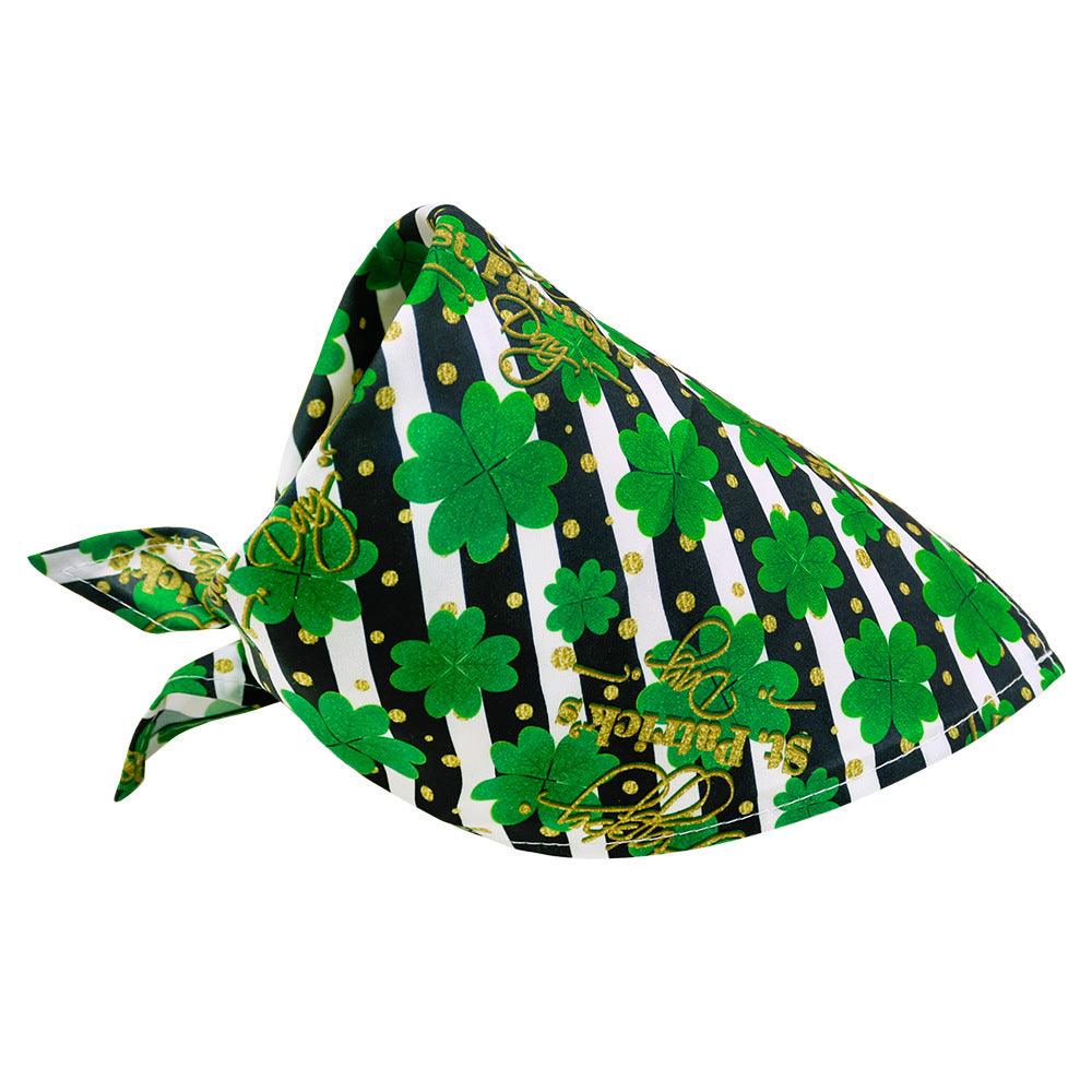 Pet Accessories St. Patrick's Day Pet Slobber Shamrock Pet Triangle Scarf Clover Dog Scarf