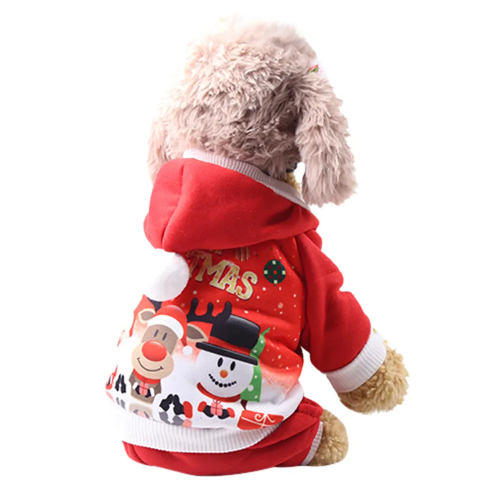 Christmas Pet dog clothes Winter Comfortable soft Hoodied Sweatshirts print Christmas pattern clothing