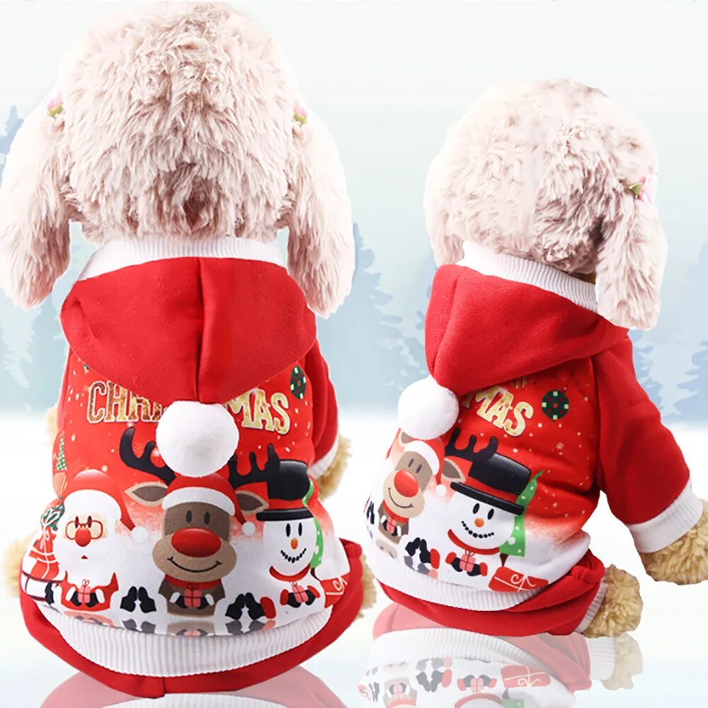 Christmas Pet dog clothes Winter Comfortable soft Hoodied Sweatshirts print Christmas pattern clothing