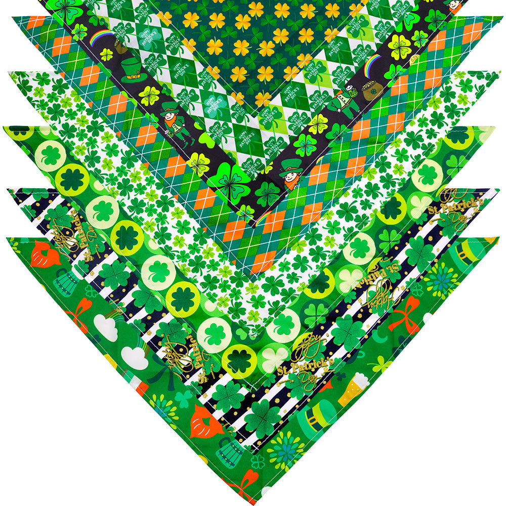 Pet Accessories St. Patrick's Day Pet Slobber Shamrock Pet Triangle Scarf Clover Dog Scarf