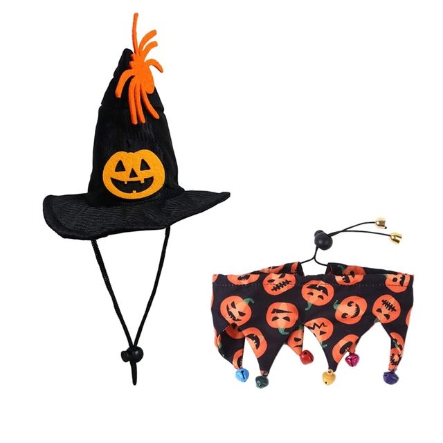 Halloween Hat Scarf Set Skull Pattern Cat Cape Hat Set Decorations