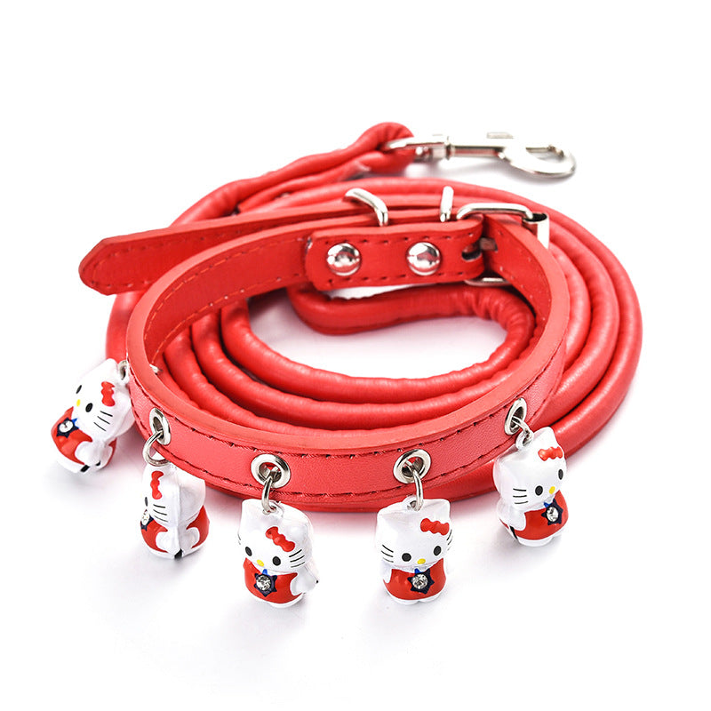 Pet Supplies Cartoon Bells Cat and Dog Collars Cat Collars Teddy Bells Dog Chain Leash Set