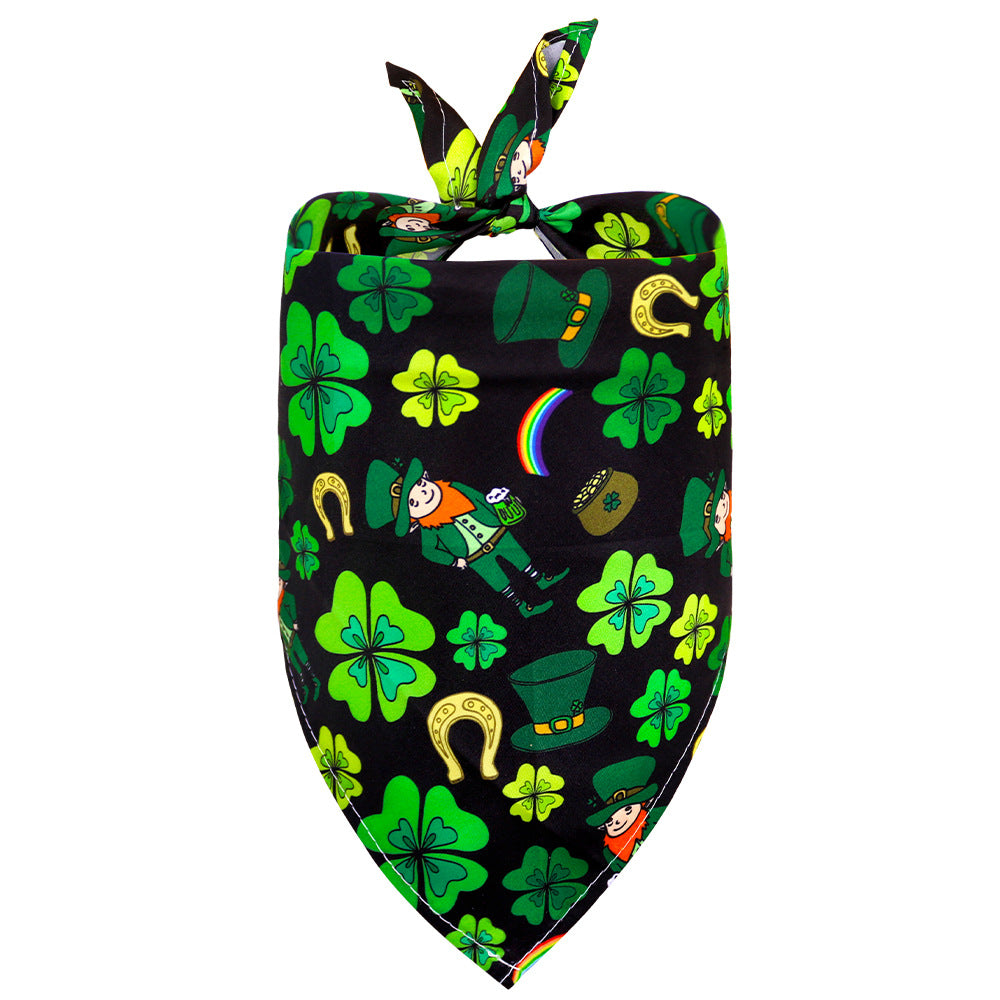 Pet Accessories St. Patrick's Day Pet Slobber Shamrock Pet Triangle Scarf Clover Dog Scarf