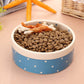 Pet Dog Beautiful Ceramics Pink Blue Dot Pattern Bowl Dog Cat Drinking Eating FeederS BW761