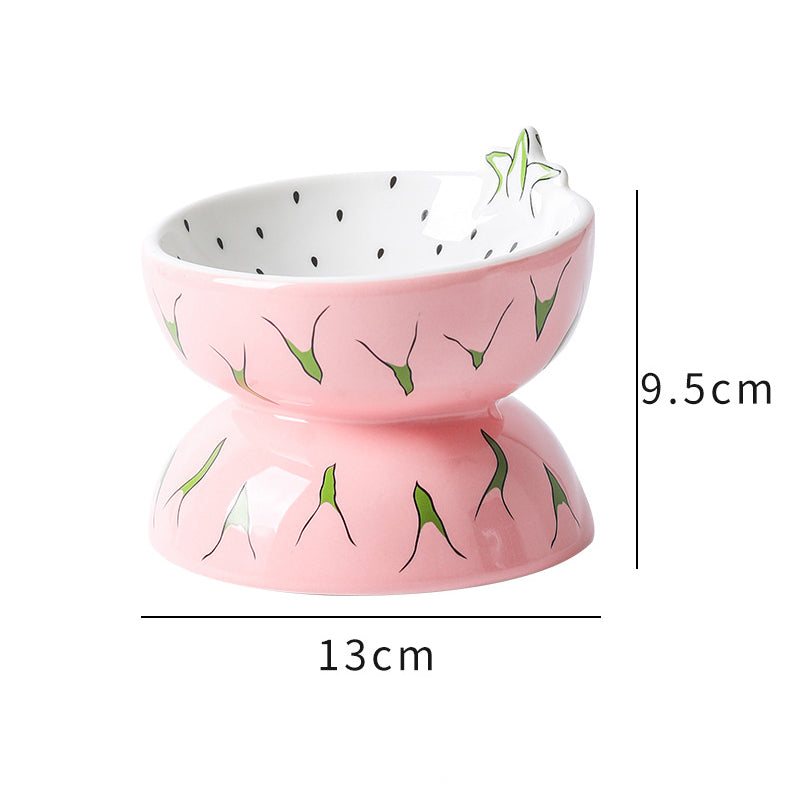 Cat Bowl Ceramic Cat Food Bowl Protects Cervical Vertebra Oblique Mouth Pet Products High Foot Bowl Cat Food Water Bowl - Go Bagheera