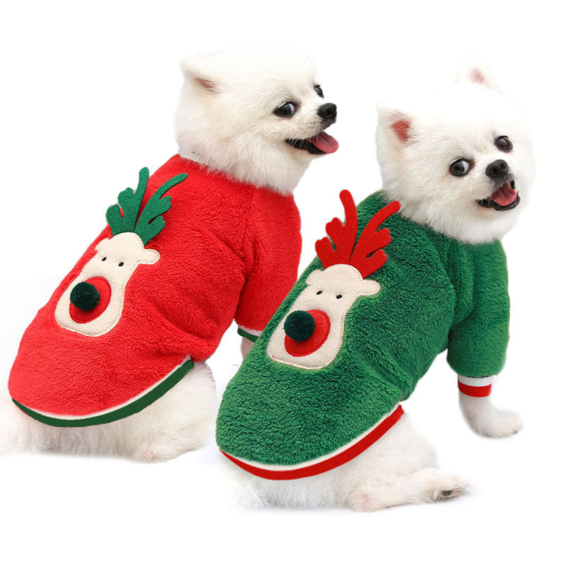 Pet Christmas Clothes Coral Down Dog Sweater Dog Goes Out Christmas Clothes Cats