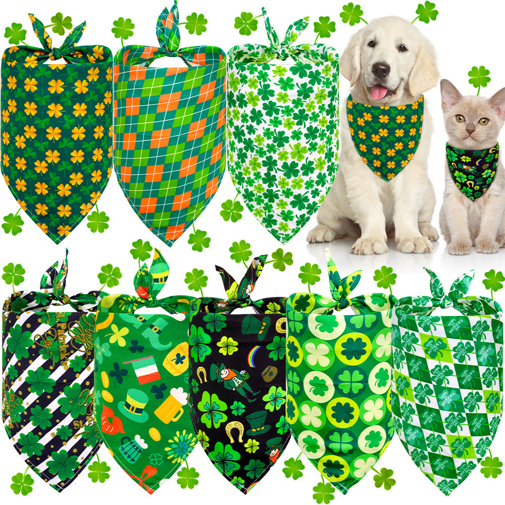 Pet Accessories St. Patrick's Day Pet Slobber Shamrock Pet Triangle Scarf Clover Dog Scarf