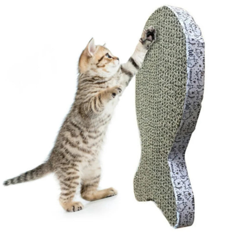 Wear-resistant Cat Scratch Pad Fish Shape Cat Scratcher Board Kitten Corrugated Paper Mat Toy Pet Grinding Nail Mat