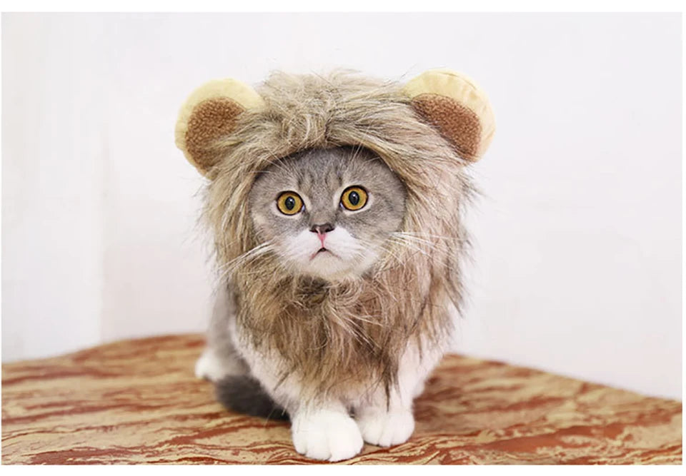 Cute Lion Mane Cat Wig Pet Small Dog Cats Costume Lion Mane Wig Cap Hat for Cat Dogs Fancy Costume Cosplay Toy Pet Supplies